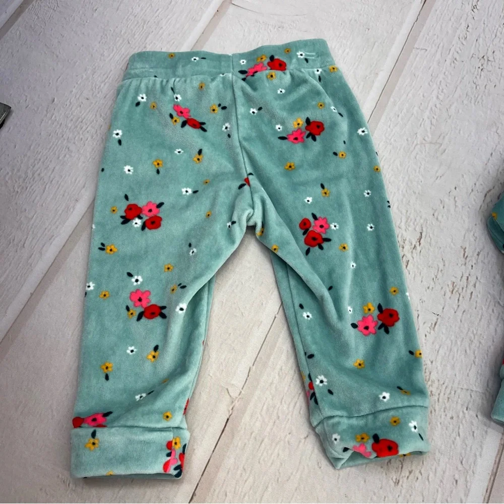 Baby Girls' Ocean Green Floral Long Sleeved Pullover Shirt & Jogger‎ Pants